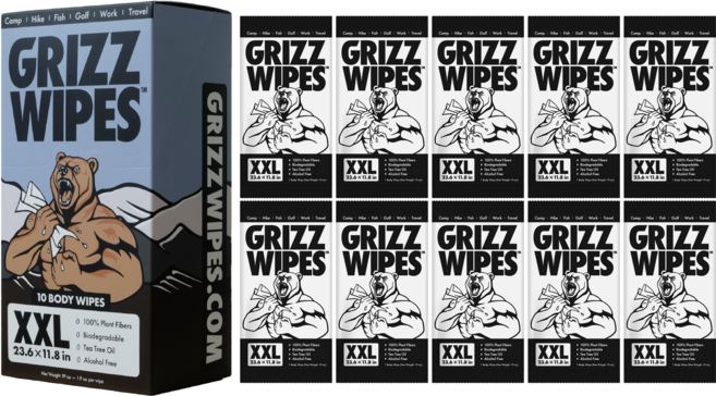 그리즈 샤워티슈 샤워 물티슈 GRIZZ WIPES, 1박스, 10개입, 70g