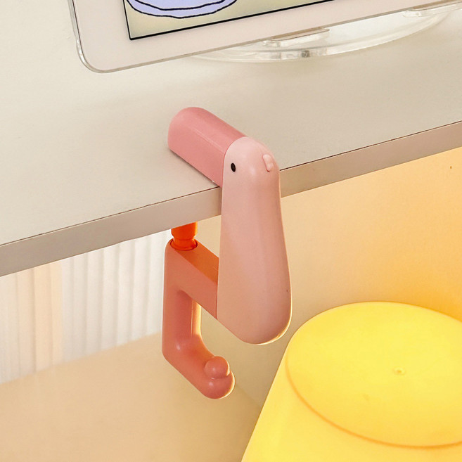 오리 책가방 걸이 파스텔 책상후크 감성 정리소품, 핑크, 2개