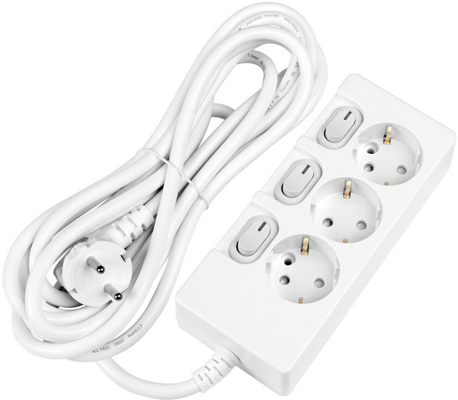 스윗홈 개별스위치 접지형 절전형 16A 멀티탭 3구, 7m, 개별스위치 3구 화이트, 1개