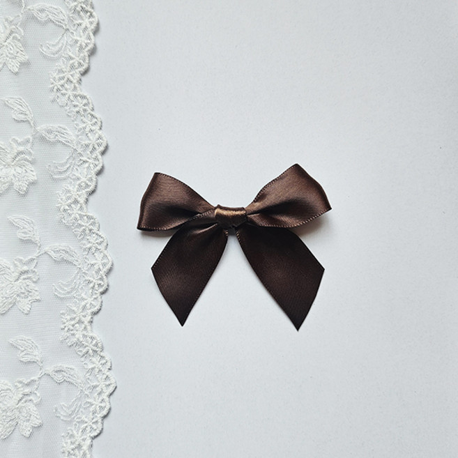 올리브파티 선물 포장 장식 공단 8cm 완성 리본 완제품, 50개, 브라운