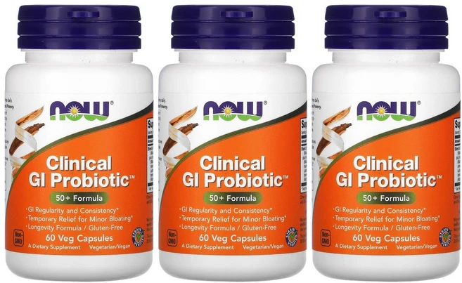 NOWFOOD 나우푸드 Clinical GI 프로바이오틱 유산균 200억 CFU 50+ Formula 60정 베지캡슐 Probiotic X 3EA, 3개 - 쿠팡