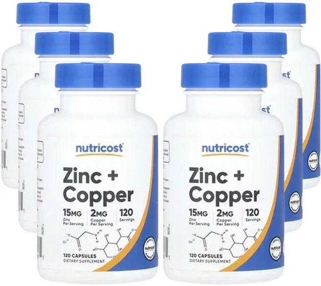 뉴트리코스트 아연 + 구리 120캡슐, 6개, 120정 - 쿠팡