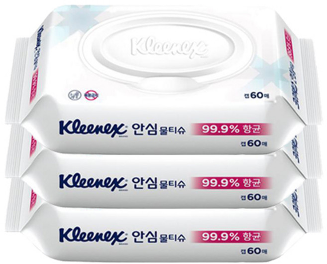 크리넥스 안심 물티슈 60매(캡형) 의약외품, 60매입, 5개