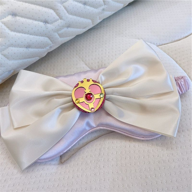 卡通美少女戰士絲滑閃鑽大蝴蝶結遮光眼罩, 1個, F大美少女 香芋紫白蝴蝶結愛心
