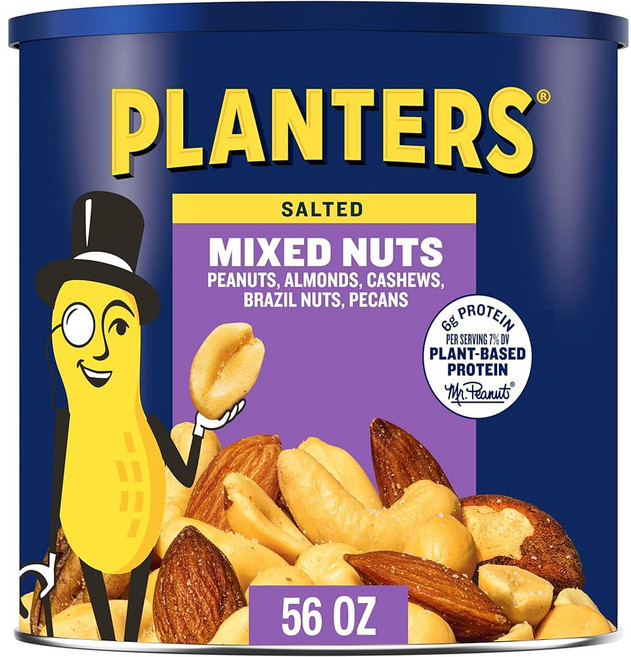 플랜터스 디럭스 믹스 너트 캐슈 아몬드 피칸 피스타치오 헤이즐넛 천일염으로 구운 것 파티 스낵 식물성 단백질 견과류 믹스 성인용 방과 후 스낵 27온스, 2 Salted (Peanuts, Almonds, Ca, 1개