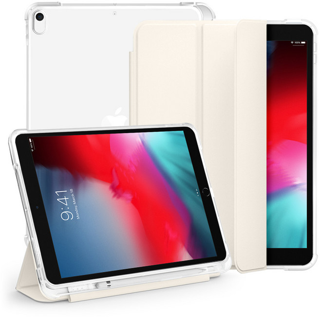 뷰씨 펜슬수납 쉴드 태블릿 케이스, 바닐라크림