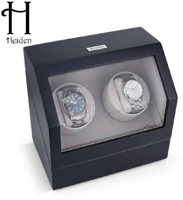 [Heiden] 하이덴 프리미어 더블 와치와인더 HD010-Black Wood 배터리 겸용명품 시계보관함 무광블랙 2구 신형