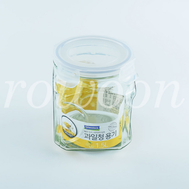 글라스락 숨용기 유리병 사각 저장용기 과실주병 매실병 담금주병 캐니스터, 1개, 1.5L
