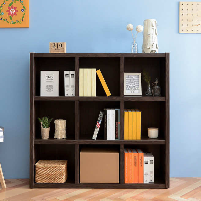 공간사이 큐브 1200 3단 A형 오픈책장, 월넛 ce1006