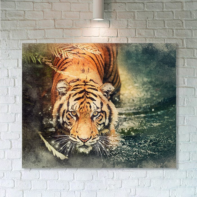 엘티에프티 성공을 부르는 풍수 호랑이 그림액자 백호 황호랑이 액운방지 감각적 디자인 캔버스액자, 7_물속의 호랑이