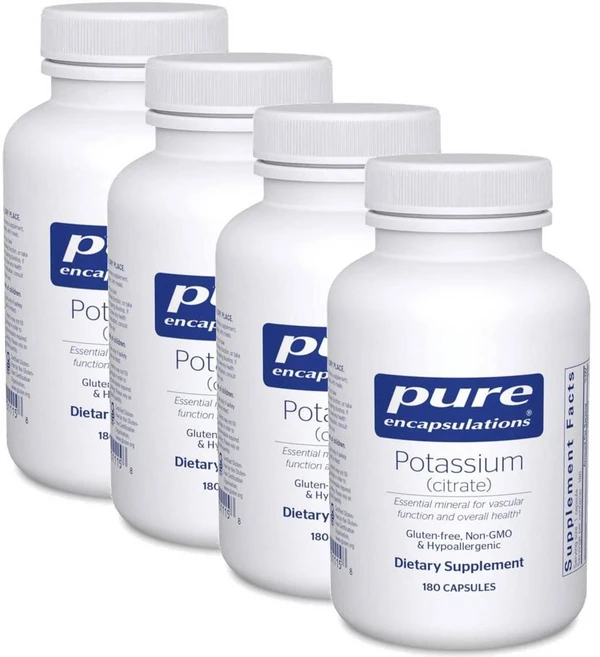 퓨어인캡슐레이션 포타슘 칼륨 (시트레이트) 캡슐 Pure Encapsulations Potassium (Citrate), 4개, 180정 - 쿠팡