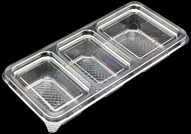 TY 직사각 반찬용기 3칸 (투명) 50세트