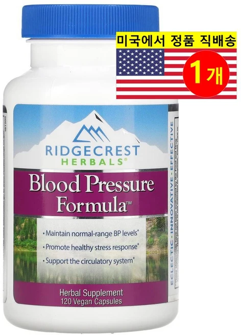 RidgeCrest Herbals 리지크레스트 블러드 프레셔 포뮬러 허브 보충제 Blood Pressure Formula, 1개, 120정 - 쿠팡