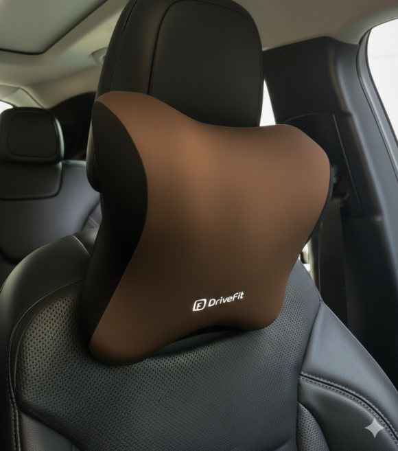 드라이브핏 차량용 목쿠션 고밀도 메모리폼, 2개, 브라운