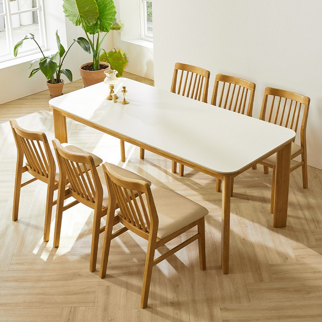 보루네오 엘리브 리움 6인용 세라믹 원목 식탁 의자 6개 세트, 스퀘어의자6P_pn935-1