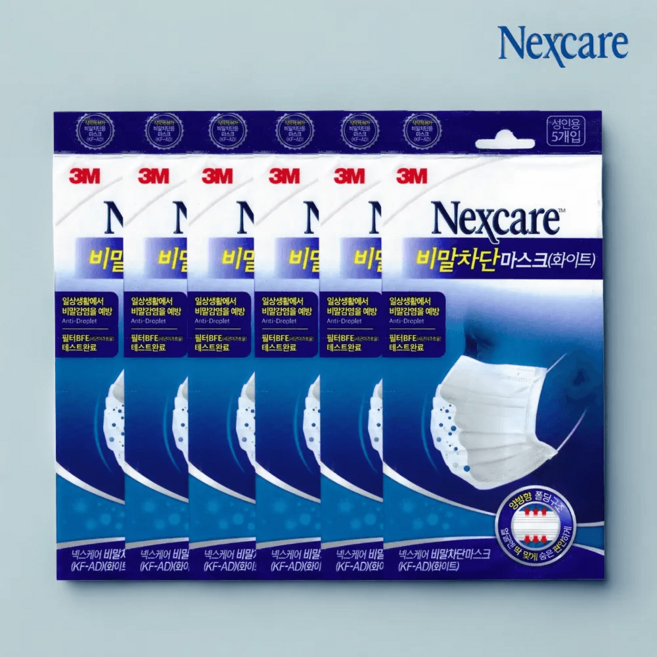 3M 넥스케어 비말차단마스크 성인용(5매입 6개), 5매, 6개, 화이트