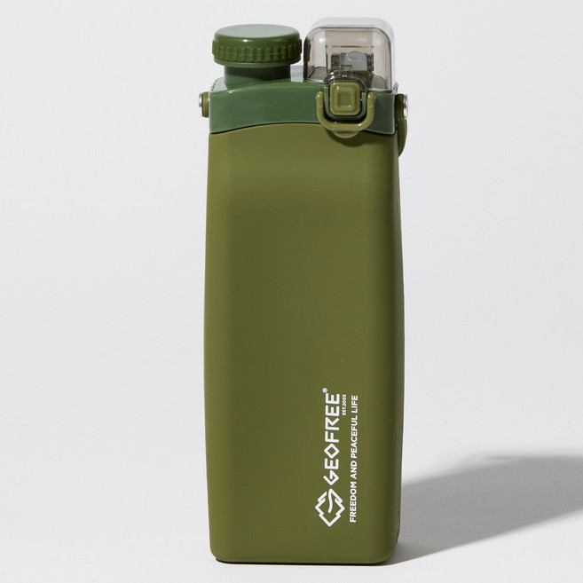 지오프리 실리콘 물병 접이식 롤업 물통 초경량 등산 러닝 캠핑 아웃도어, 카키, 1개, 500ml