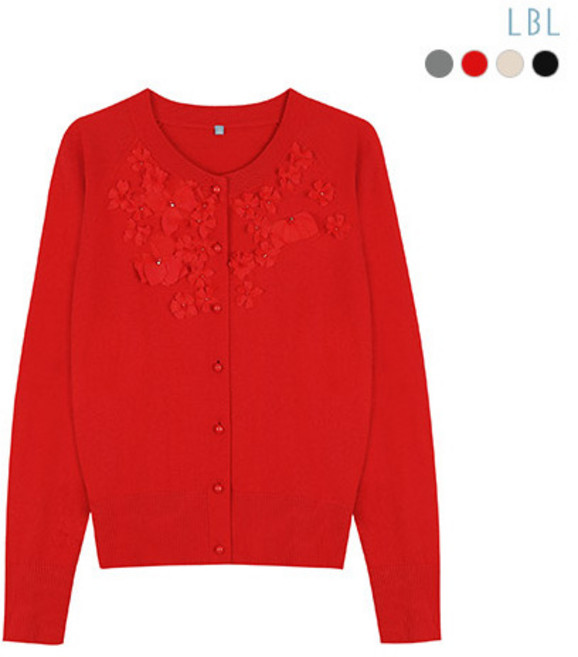 [LBL] (25SS) 실크블렌디드 플라워 아플리케 가디건+하프니트 앙상블