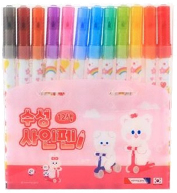 (모닝글로리) 4500 수성 싸인펜 12색 사인펜, 1개, 여아용