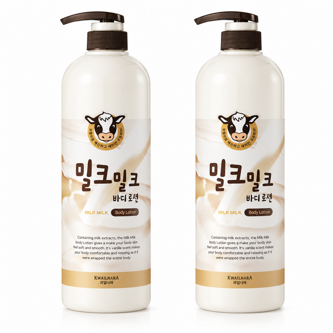 과일나라 밀크퐁당 우유 바디로션 파우더향, 1L, 2개