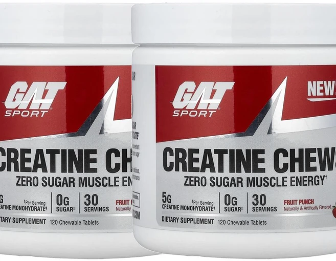 GAT 스포츠 크레아틴 츄 프루트 펀치 Sport Creatine Chews Fruit Punch 120정, 2개 - 쿠팡