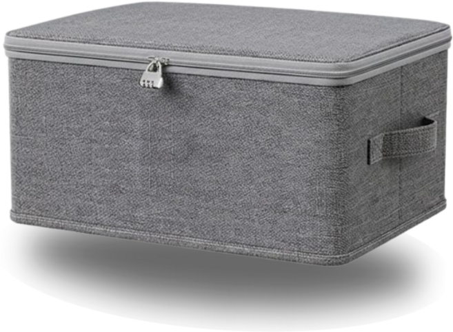 문리빙 패브릭 비밀번호 수납함 + 자물쇠, 1개, 그레이