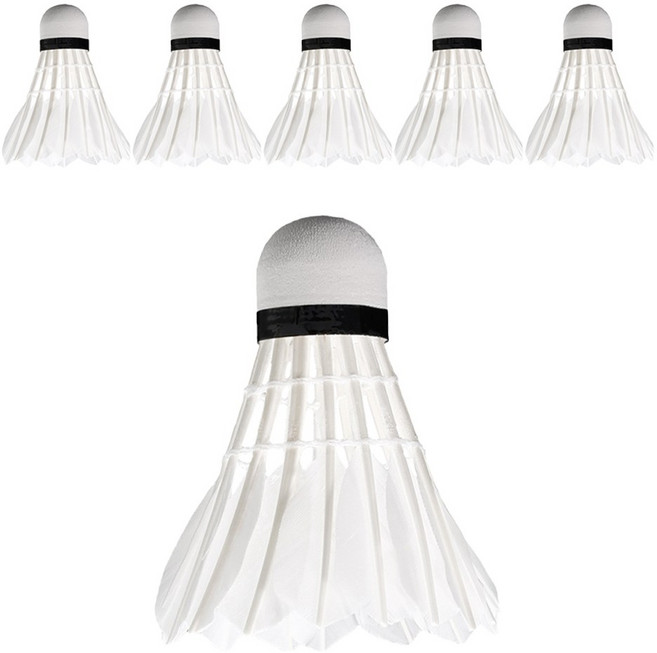 마메 레저용 거위털 셔틀콕, White, 6개입, 1세트