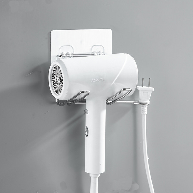 1+1 스테인레스 드라이어거거치대 전선 거치 헤어드라이기걸이, 실버+블랙, 1개