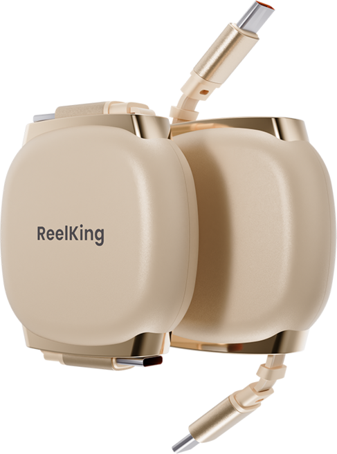 Reelking C타입-C타입 자석타입 휴대용 릴케이블 초고속 PD PPS 240W, 2개, 파스텔골드, 1m