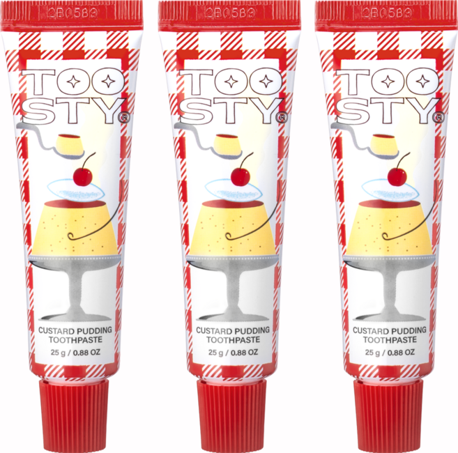 투스티 미니치약 여행용치약 커스터드 푸딩 치약 충치집중케어 고불소치약 푸딩맛, 25g, 3개