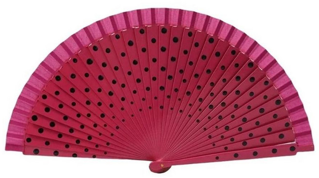 파티 결혼식을위한 우드 부채 플라멩코 스페인어 도트 패턴 접는, 1개, 7. 2