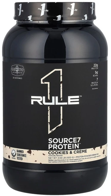 Rule One Proteins Source7 단백질 파우더 드링크 믹스 쿠키 & 크림 920g(2.03lb) Proteins (룰 원 프로틴), 920 g, 920g, 1개 - 쿠팡