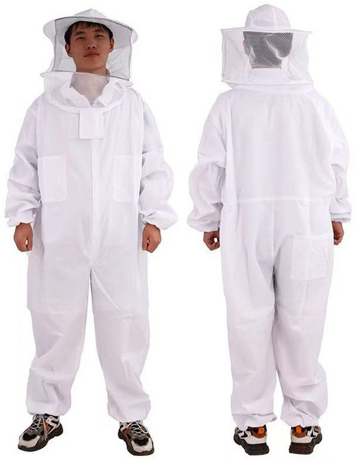 양봉옷 벌보호복 부츠 벌옷 제품 양봉 베일 보호복 방충복 말벌 스웨트, 1. 원피스 슈트-화이트(모자 탈부착)
