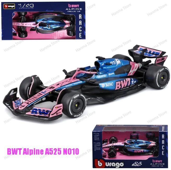 2025 # 43 10개 부라고 BWT 알파인 F1 팀 합금 자동차 다이캐스트 모델 포뮬러 레이싱카, 02 2025 A525 10