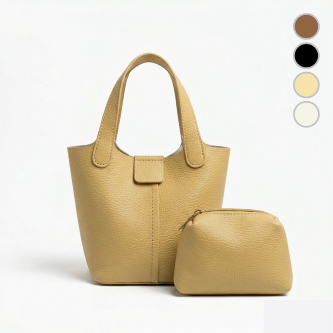 베이직365 내추럴 레더 미니 버킷백