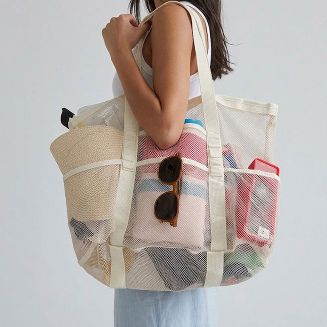 그린카멜 빅사이즈 메쉬 비치백 물놀이 수영 가방