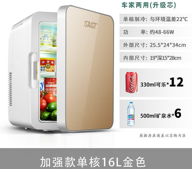 원룸 자취방 초미니냉장고 기숙사 닭가슴살 음식물 가정용 보관 사무실 마스크팩 화장품, 4. 16L 골드
