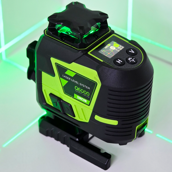 신콘 레이저레벨기 4D 그린빔 LCD 10배밝기 Q6000 [P5000G동일사양], 1세트