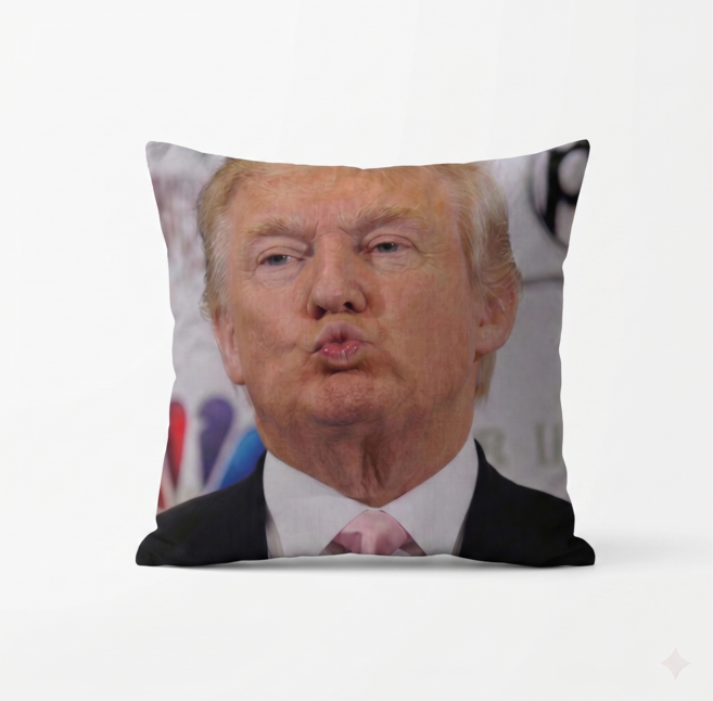 [더펠릭스원]웃긴 친구 생일 선물 트럼프 얼굴 쿠션 인테리어 소품 45cm, 블랙
