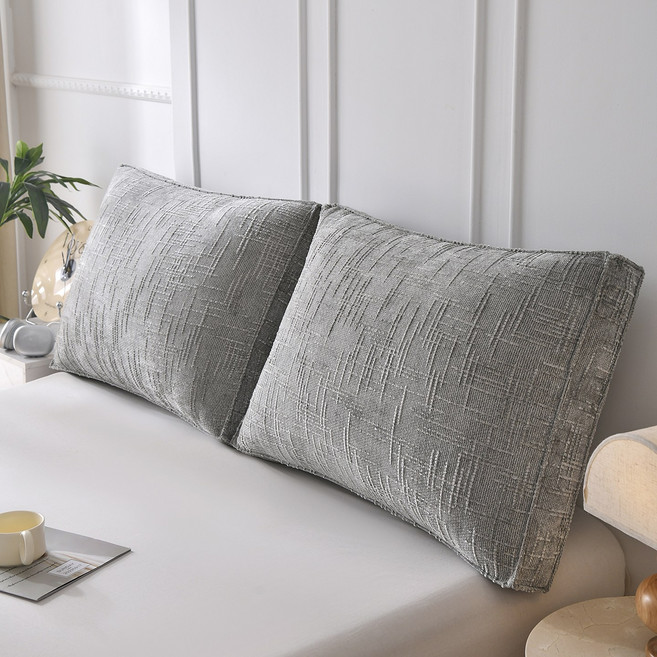 肌理麻床頭靠枕 質感紋理舒適 科學弧度支撐 淺柔灰 單顆60CM