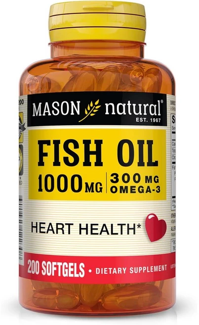 MASON NATURAL 메이슨 내추럴 오메가 3 피쉬 오일 1000mg 200소프트젤 보너스 사이즈 2개, 1개, 200정 - 쿠팡