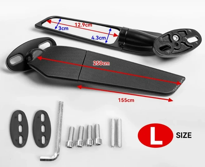 백미러케이스 KAWASAKI NINJA 300 250 400 650 H2 H4 수정 바이크 오토바이 2PCS 백미러 윈드 윙 조정 가, 01 CHINA, 02 S