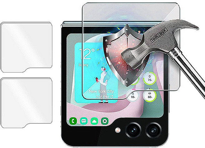 외부 2매 갤럭시 Z 플립7 전면 풀커버 액정 보호 강화 유리 필름 제트플립7 F766 지문방지 앞면 글라스 9H, Z플립7 (F766) 2매