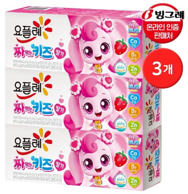 빙그레 요플레 짜먹는 키즈 딸기 6입 3개 / 캐치티니핑, 240g