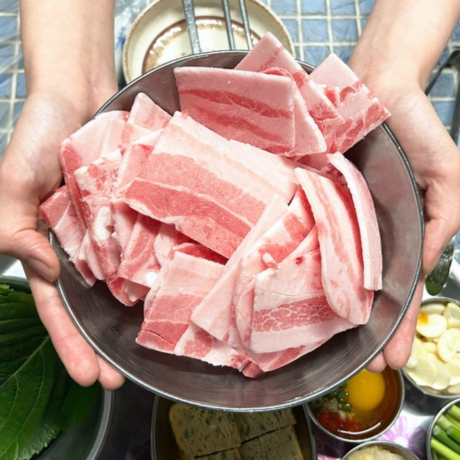 [미트인] 제주 한입 랭삼 (냉동 삼겹살) 500g/1팩 2mm, 없음