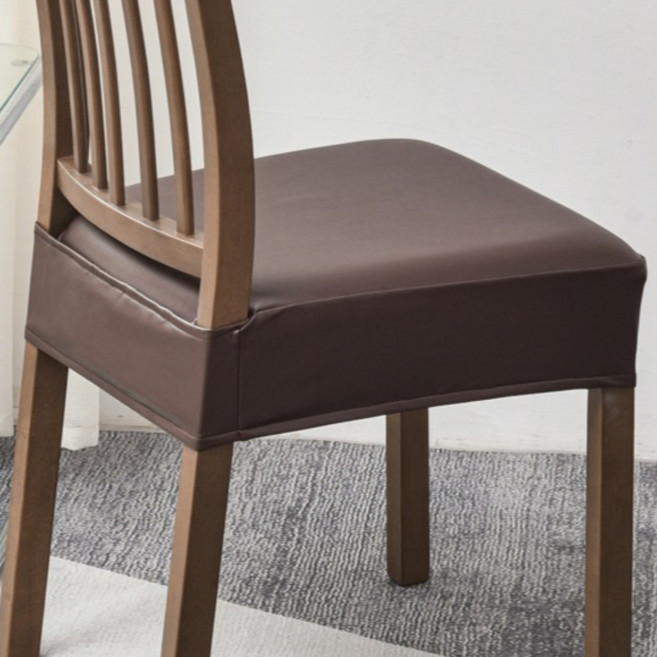 어노에즈 간편한 식탁 의자 가죽 커버, 2개, 카멜브라운