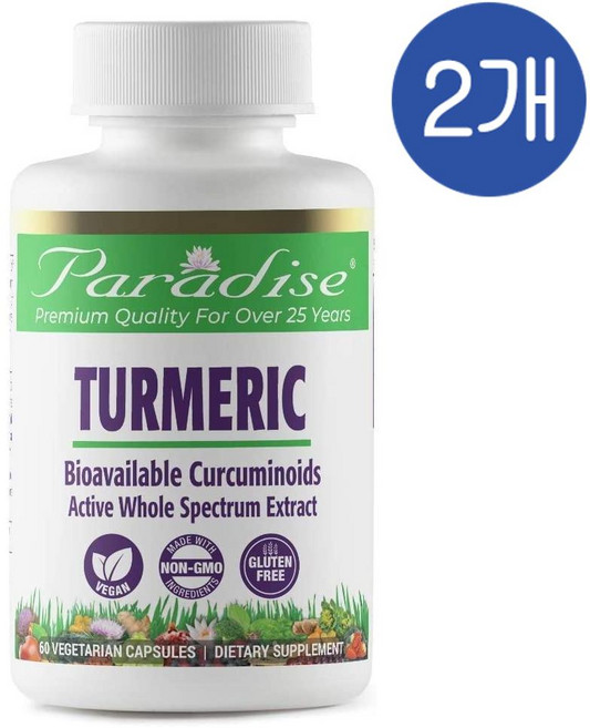 파라다이스허브 터메릭 강황 추출물 캡슐 Paradise Herbs Turmeric, 60정, 2개