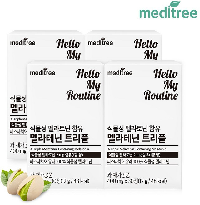 메디트리 식물성 멜라토닌 멜라테닌 트리플, 30정, 4개