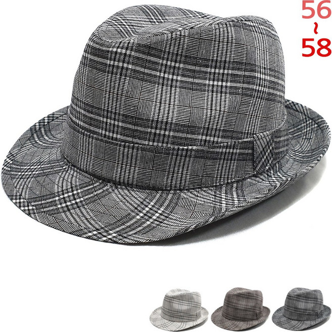 이럭셔리클럽 글렌체크 신사 중절모 페도라 데일리 햇 여름용 모자-CAP260238