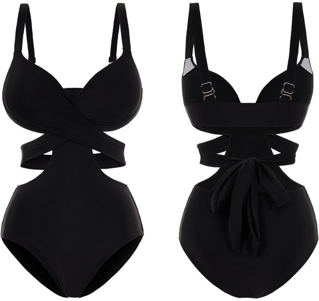 모노소울 에스라인보장 몸매보정 부띠끄 크로스 모노키니 수영복 비키니, 검정 ( 무조건 소장 블랙컬러 ), XL (B-F컵 66-77)